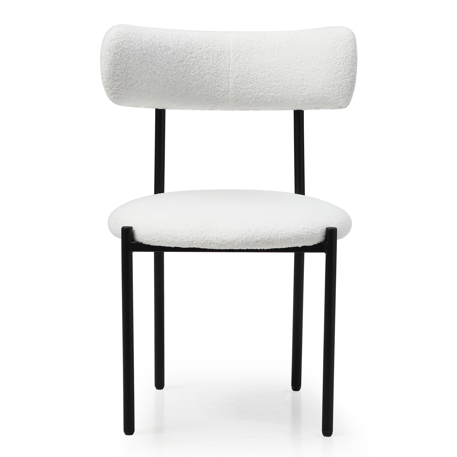 Dining Chairs Set of 2,Round Upholstered Sherpa Fabric beige-foam-polyester