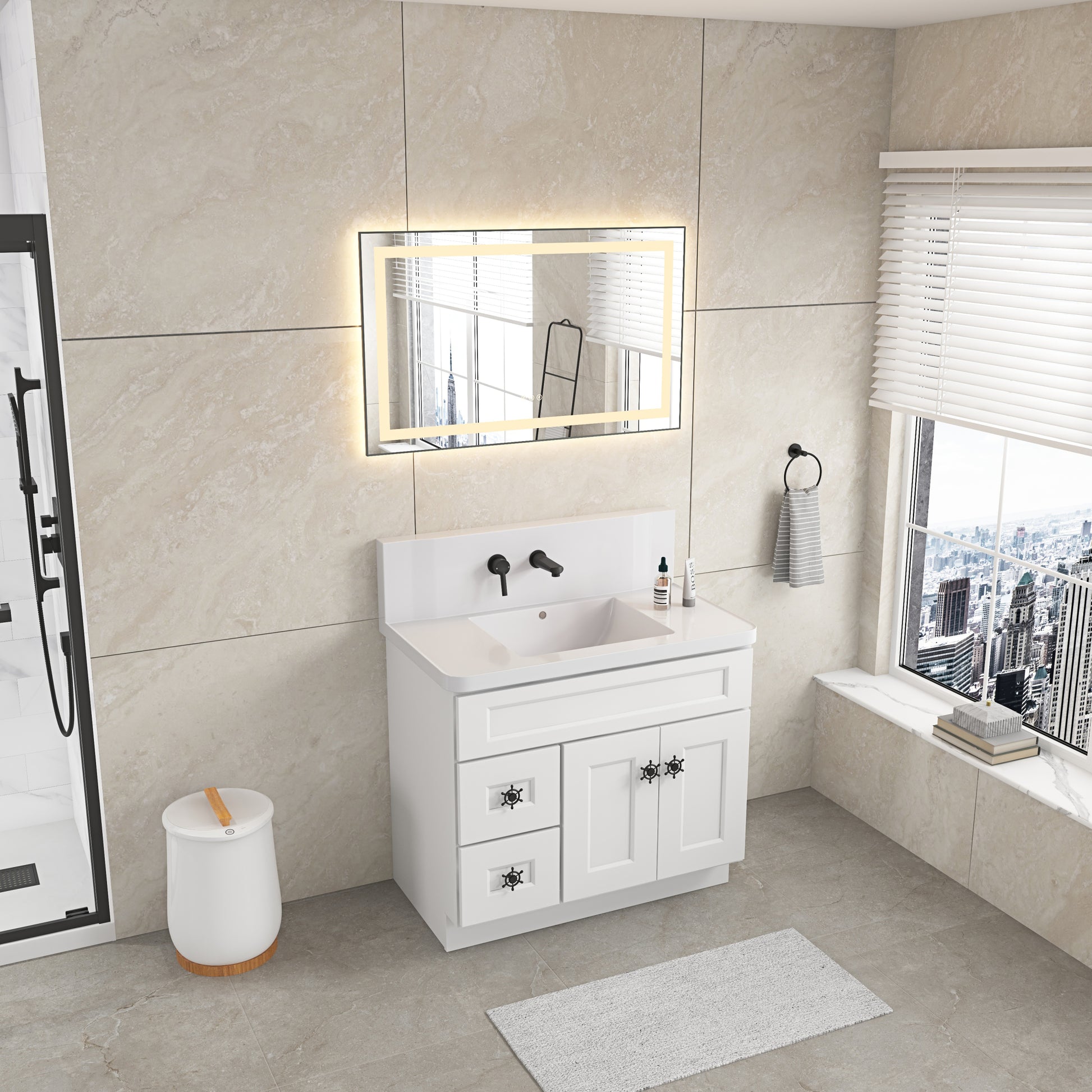 40*24 IN Bathroom Vanity Mirrors , Framed Dimmable gun ash-aluminium