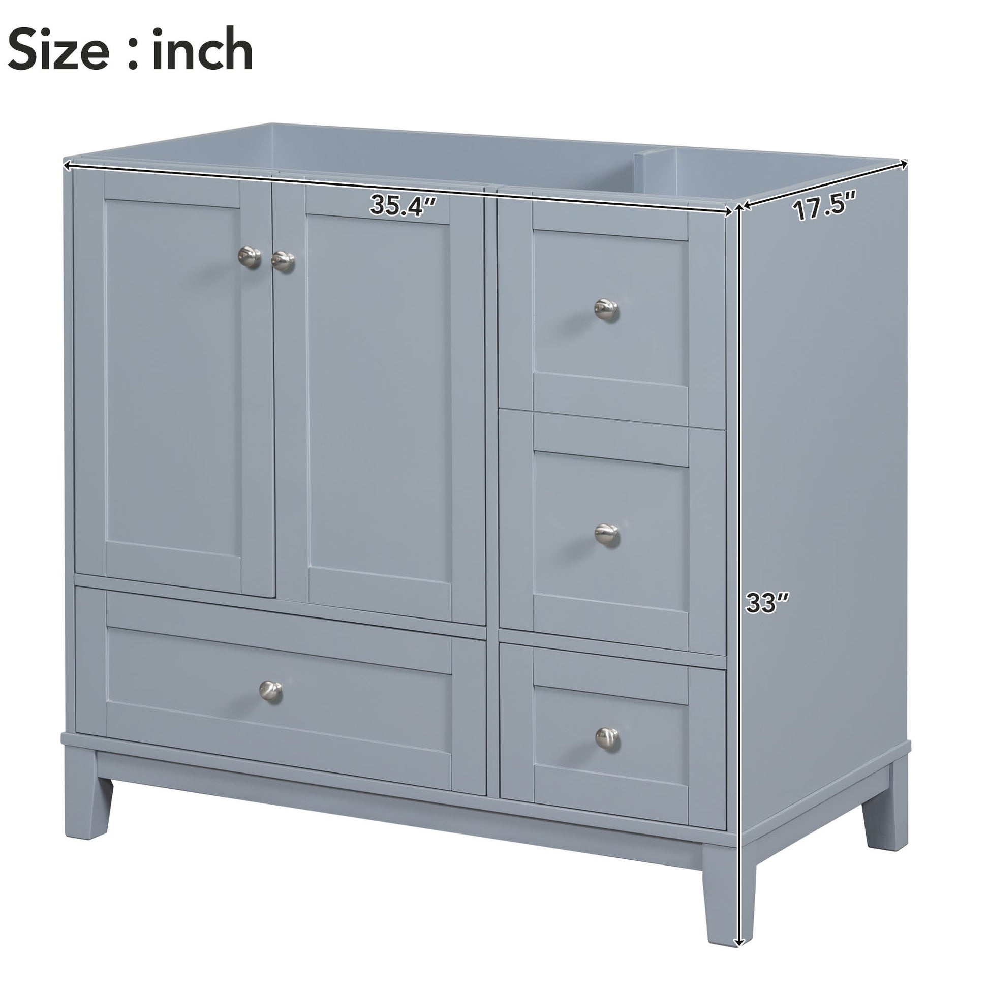 Cabinet Only 36" Bathroom Vanity Grey Blue Sink not grey-blue-solid wood+mdf