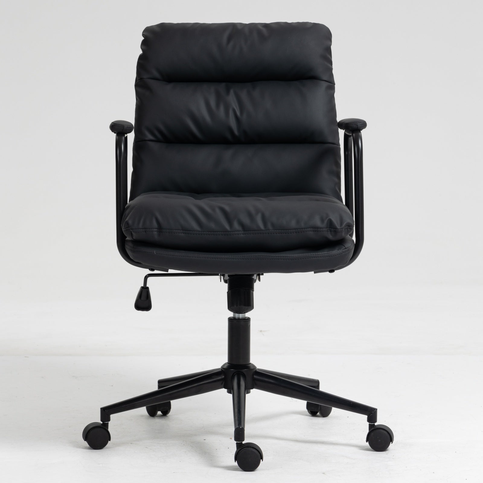 Office Chair,Mid Back Home Office Desk Task Chair with black-office-american design-foam-pu