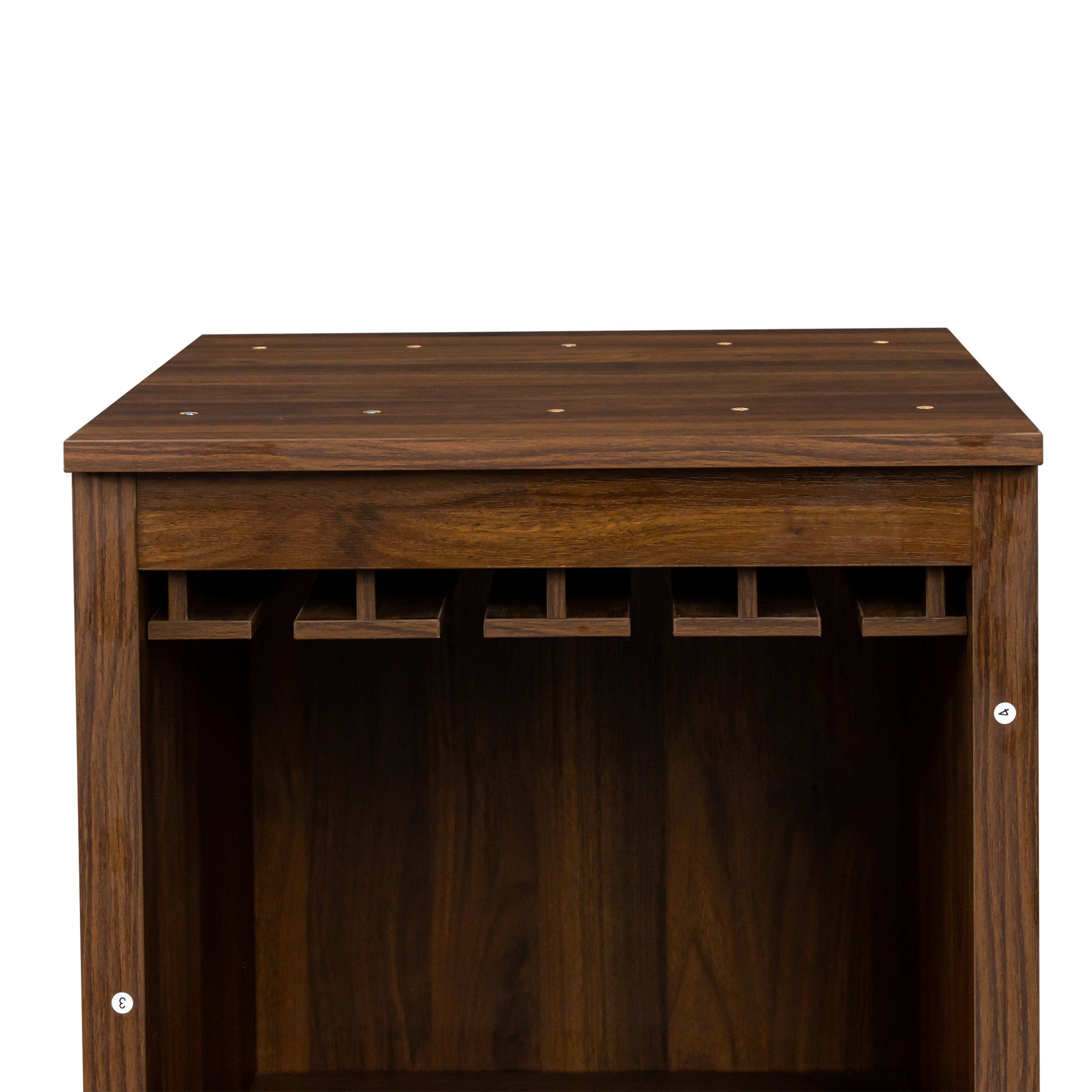 Brown walnut color modular wine bar Cabinet with walnut brown-mdf