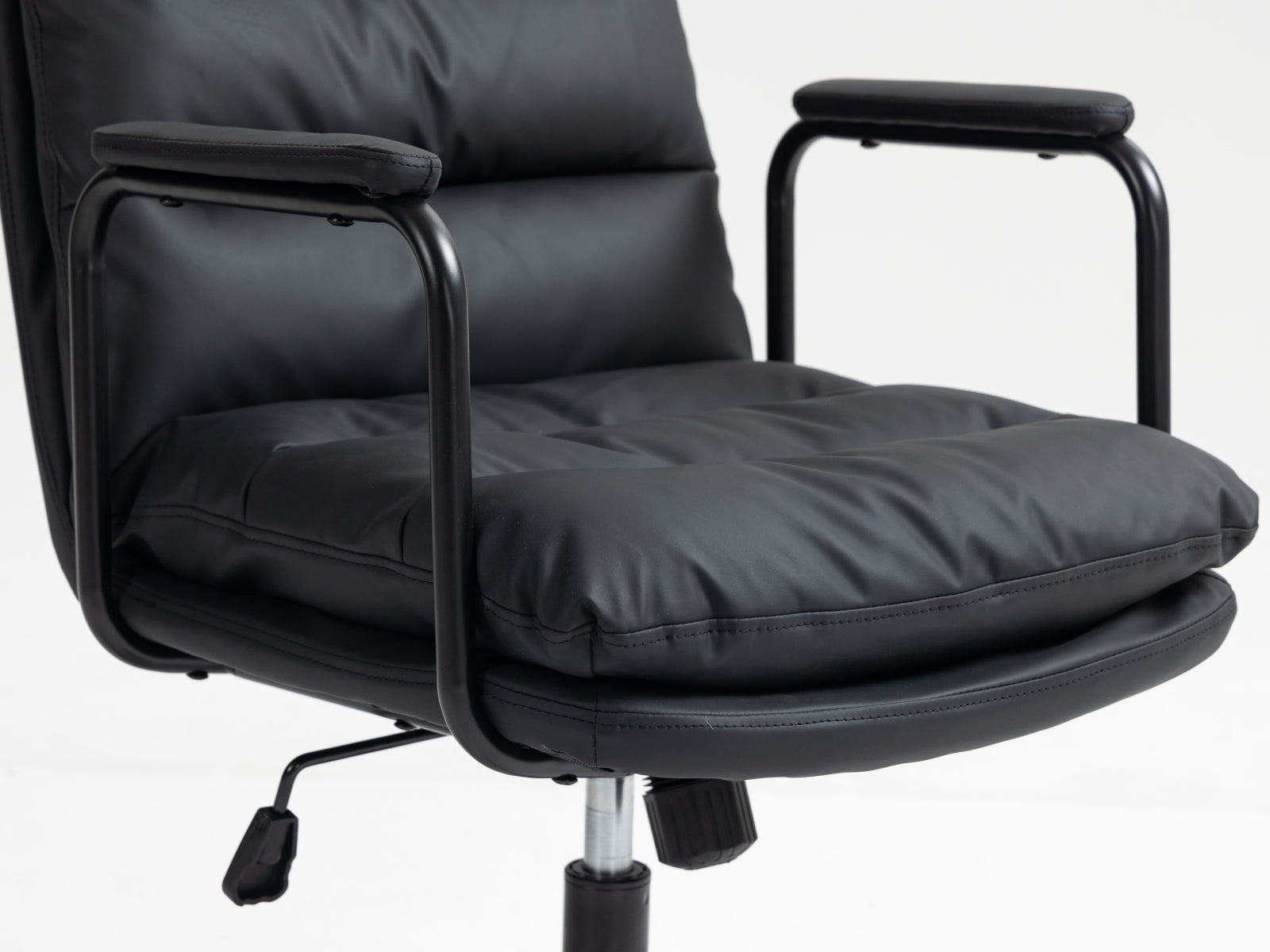 Office Chair,Mid Back Home Office Desk Task Chair with black-office-american design-foam-pu