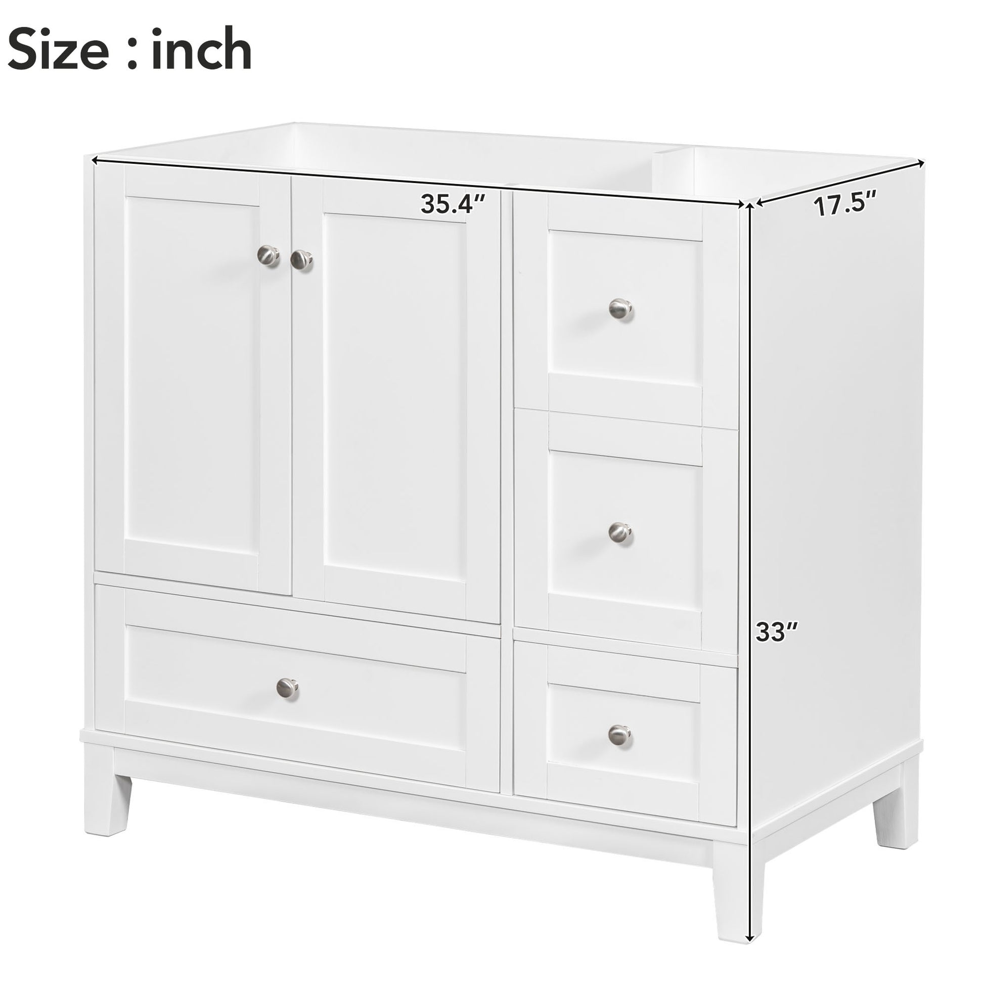 Cabinet Only 36" Bathroom vanity, white Sink not white-solid wood+mdf+resin