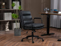 Office Chair,Mid Back Home Office Desk Task Chair with black-office-american design-foam-pu