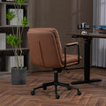 Office Chair,Mid Back Home Office Desk Task Chair with brown-office-american design-foam-pu leather