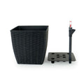 2 Pack Self watering Planter Hand Woven Wicker Thin dark gray-plastic+rattan