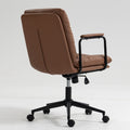 Office Chair,Mid Back Home Office Desk Task Chair with brown-office-american design-foam-pu leather