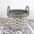 3 Pack Stackable Hand Woven Wicker Storage and Laundry gray+beige-plastic