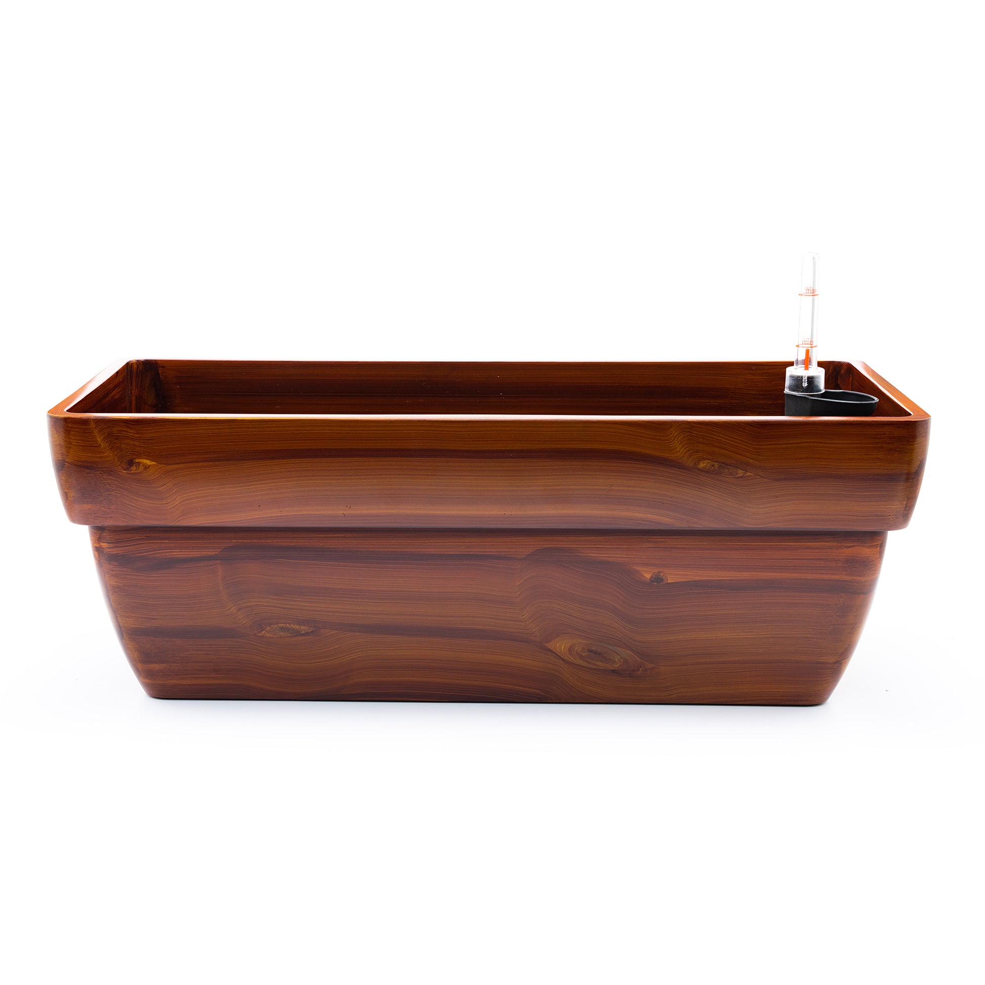 7.8 in. Dark Wood Plastic Rectangle Self watering