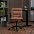 Office Chair,Mid Back Home Office Desk Task Chair with brown-office-american design-foam-pu leather