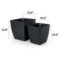 2 Pack Self watering Planter Hand Woven Wicker Thin dark gray-plastic+rattan