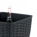 2 Pack Self watering Planter Hand Woven Wicker Thin dark gray-plastic+rattan