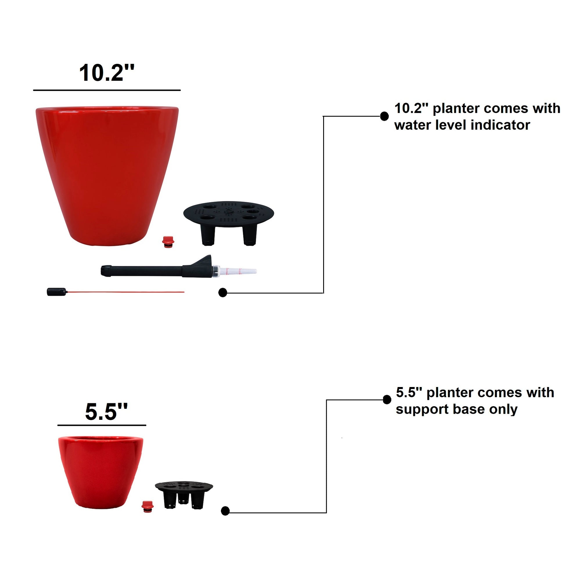 2 Pack Smart Self watering Planter Pot for Indoor and red-abs