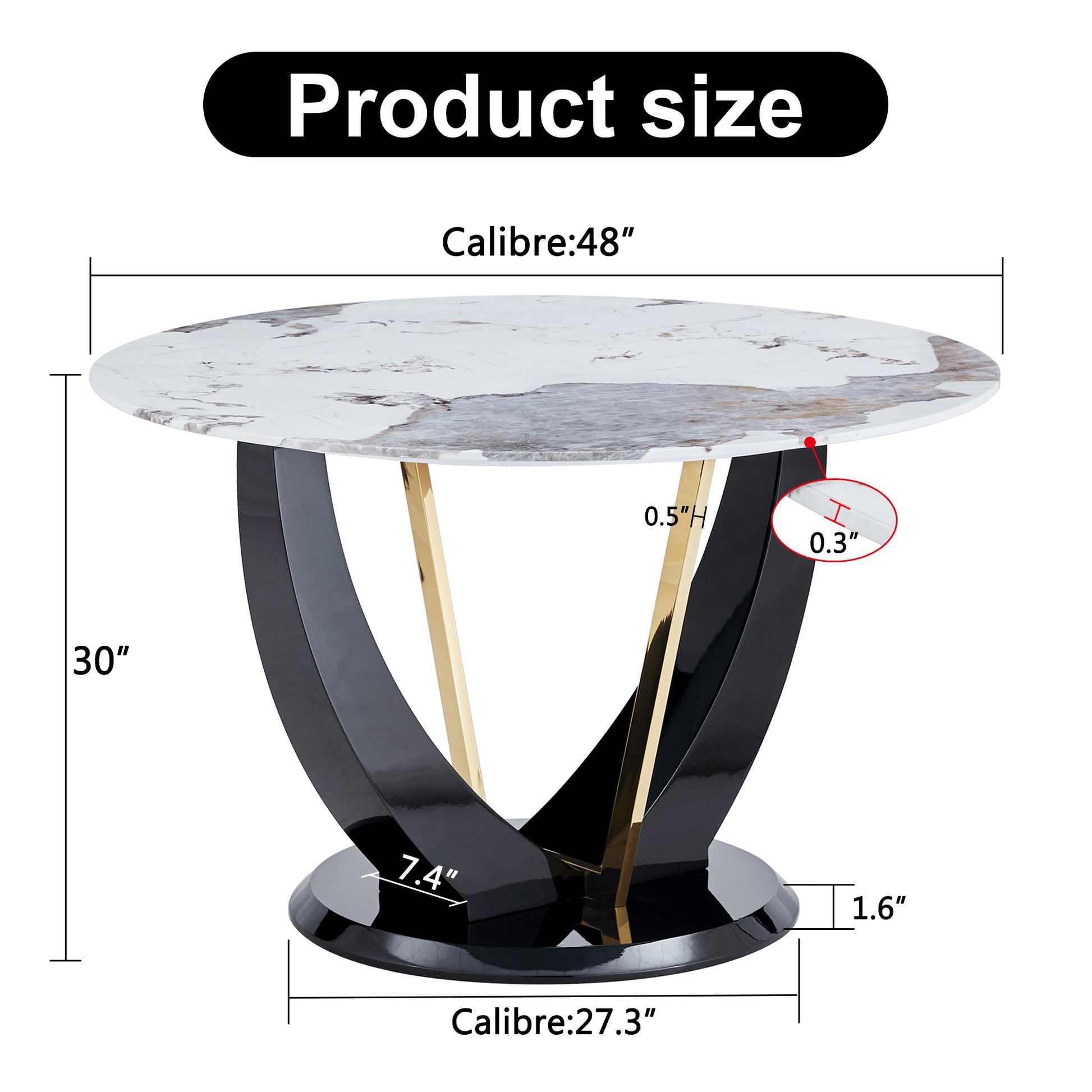 Modern minimalist circular glass tabletop with a white-mdf+glass