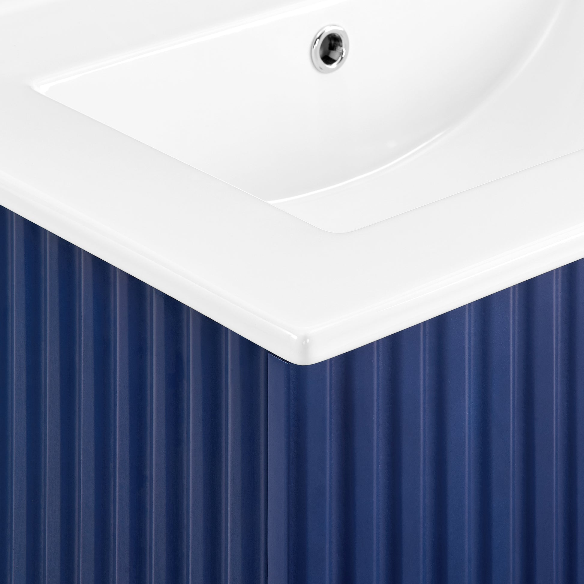 24" Floating Wall Mounted Bathroom Vanity with White blue-ceramic+mdf