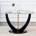 Modern minimalist circular glass tabletop with a white-mdf+glass