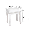 White Vanity Stool Padded Makeup Chair Bench with