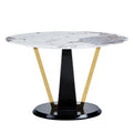 Modern minimalist circular glass tabletop with a white-mdf+glass