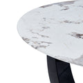 Modern minimalist circular glass tabletop with a white-mdf+glass