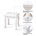 White Vanity Stool Padded Makeup Chair Bench with