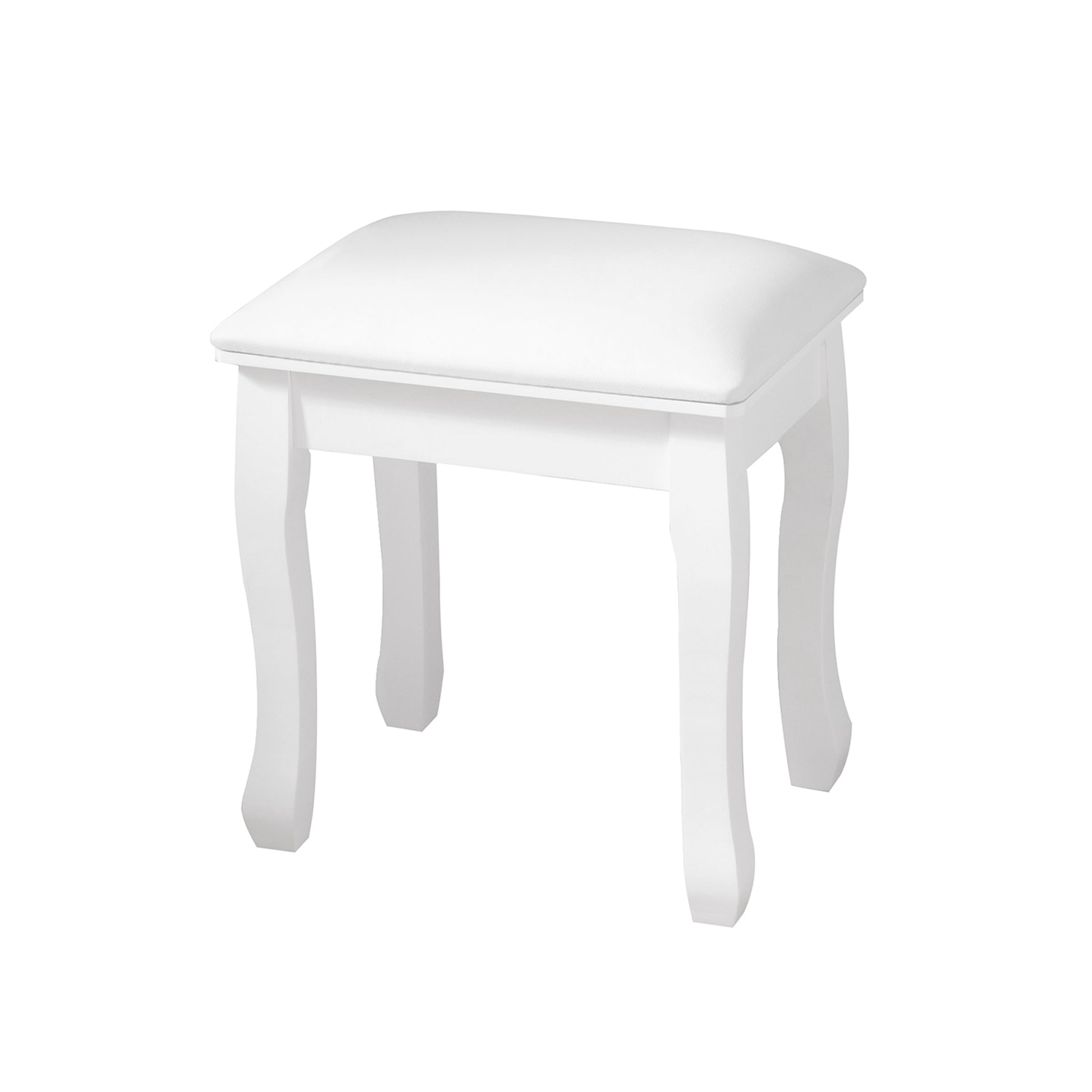 White Vanity Stool Padded Makeup Chair Bench with