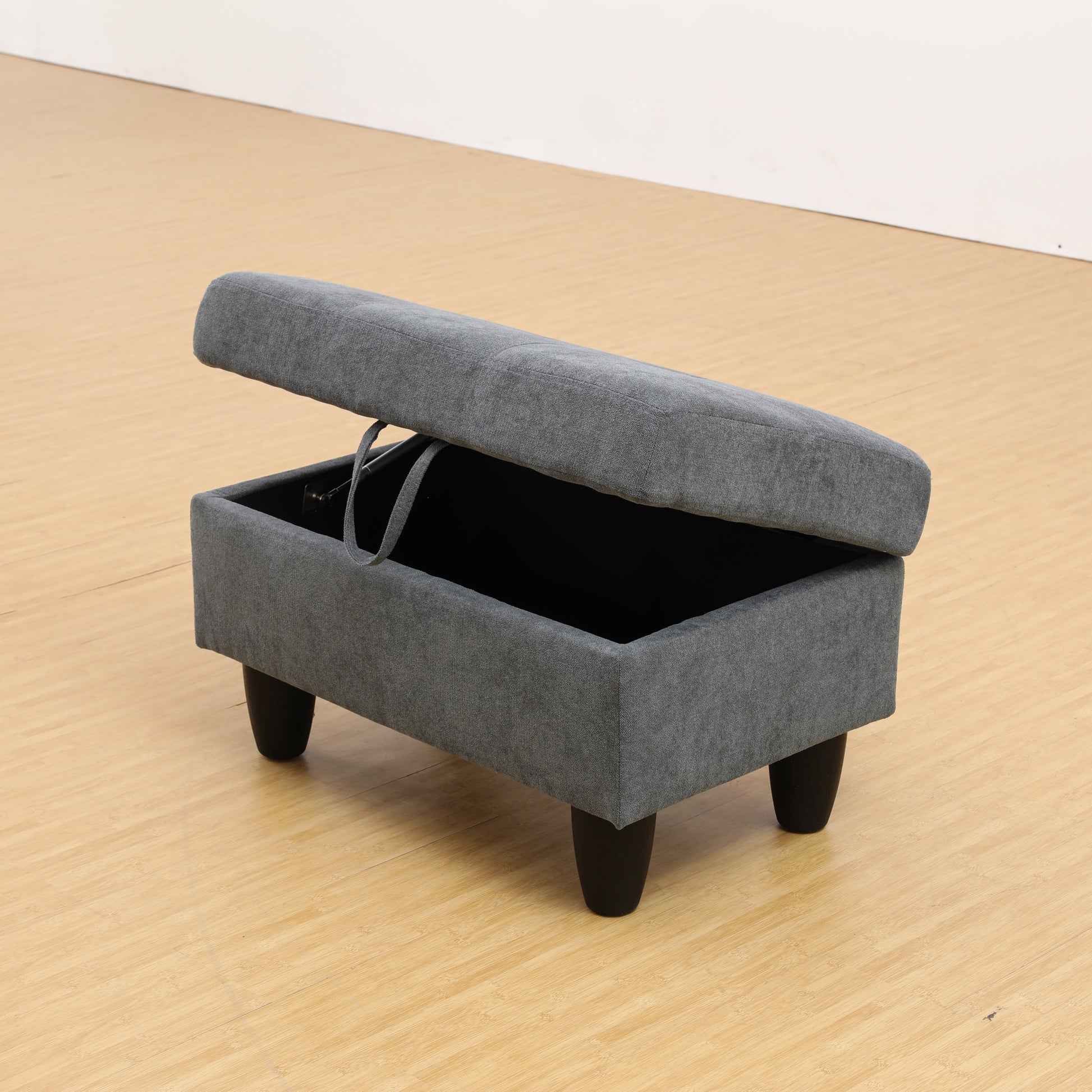 Rectangular Upholstered Ottoman With Storage And dark gray-foam-fabric