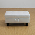 Rectangular Upholstered Ottoman With Storage And gray+silver-foam-faux leather