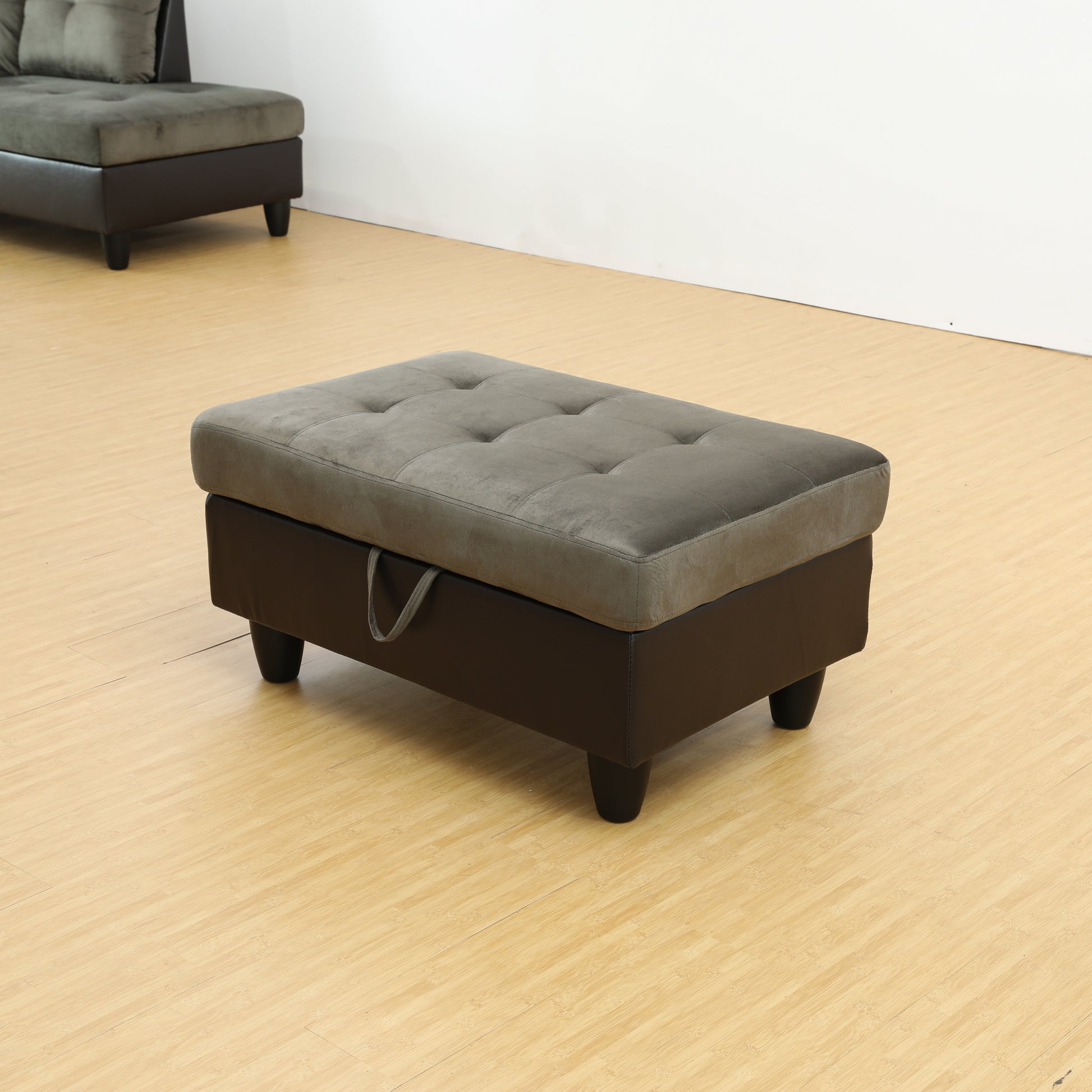 Rectangular Upholstered Ottoman With Storage And taupe-foam-fabric