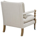 Beige Wooden Accent Chair with Turned Legs