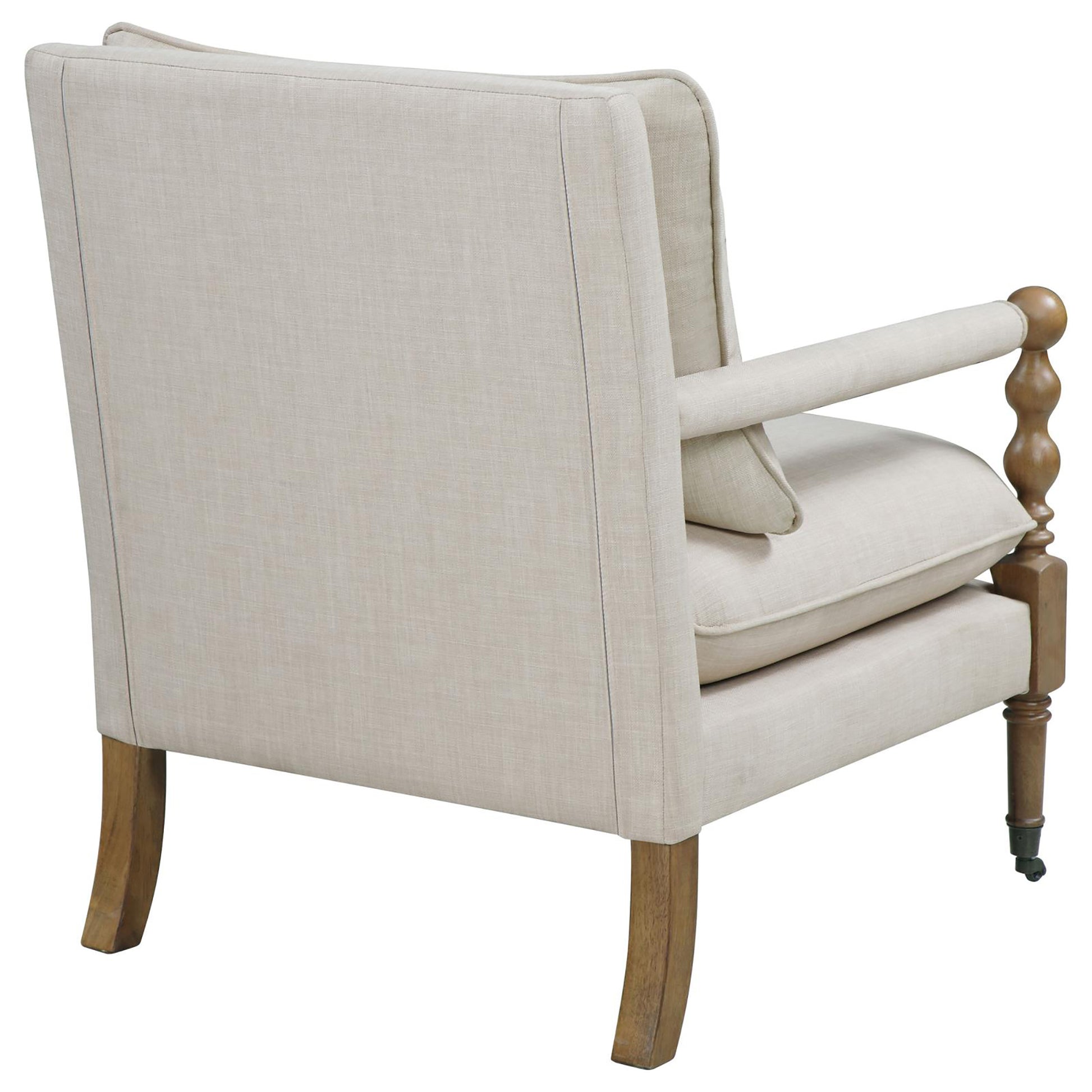 Beige Wooden Accent Chair with Turned Legs