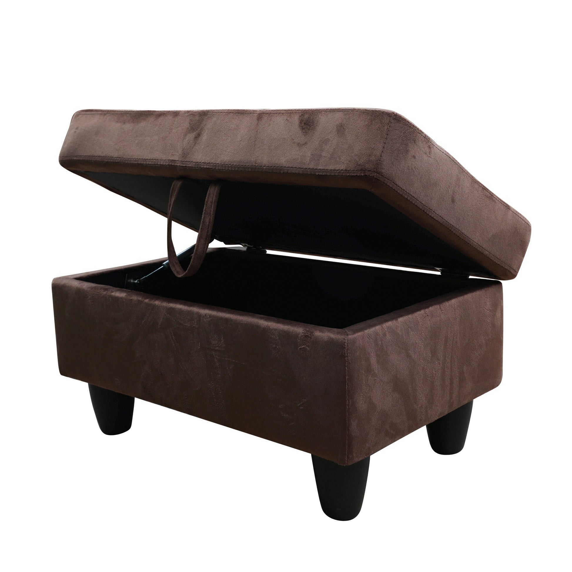 Rectangular Upholstered Ottoman With Storage And chocolate-foam-fabric