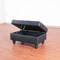 Rectangular Upholstered Ottoman With Storage And black-foam-faux leather