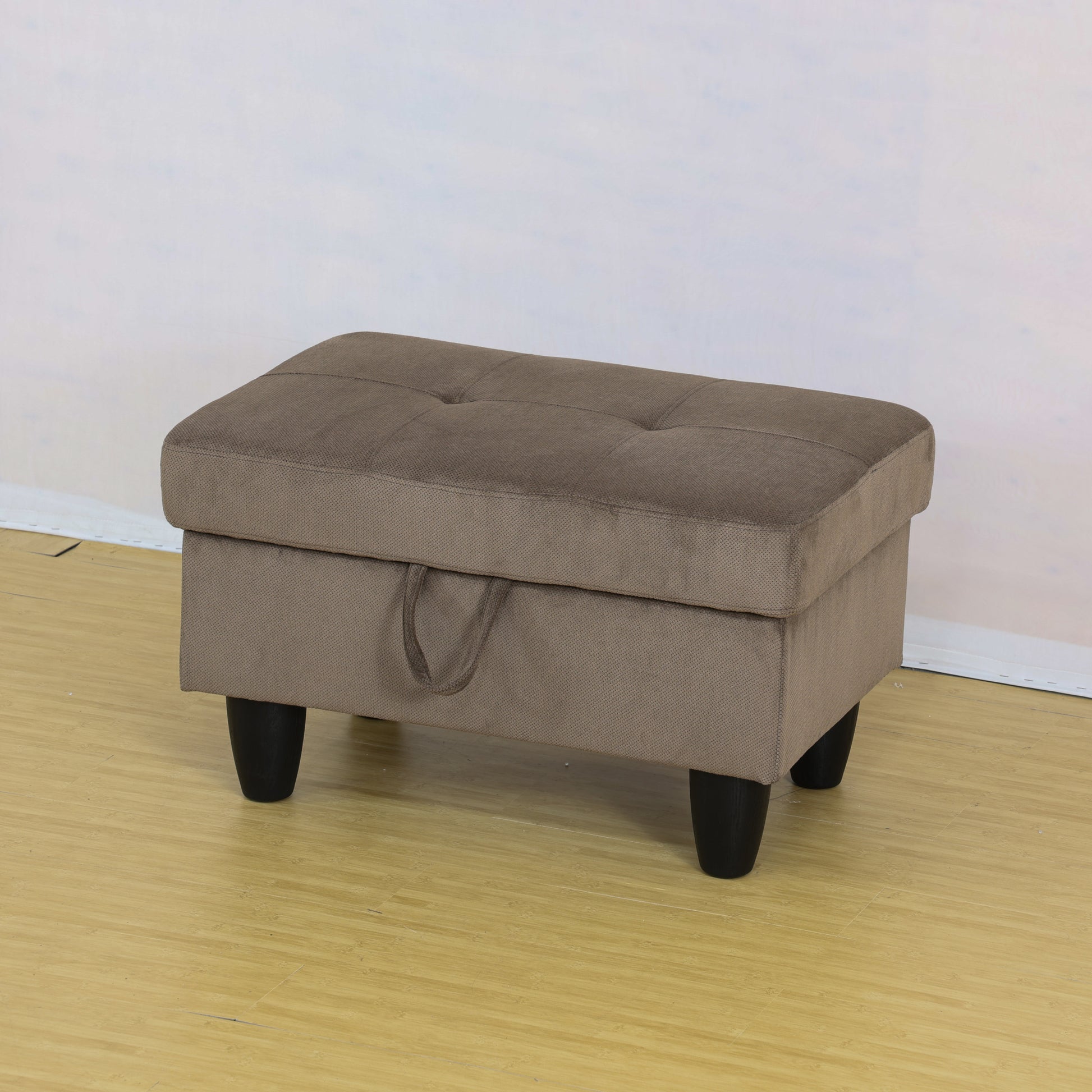 Rectangular Upholstered Ottoman With Storage And brown-foam-corduroy