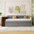 Twin Size Upholstered Daybed with Storage Armrest and gray-upholstered