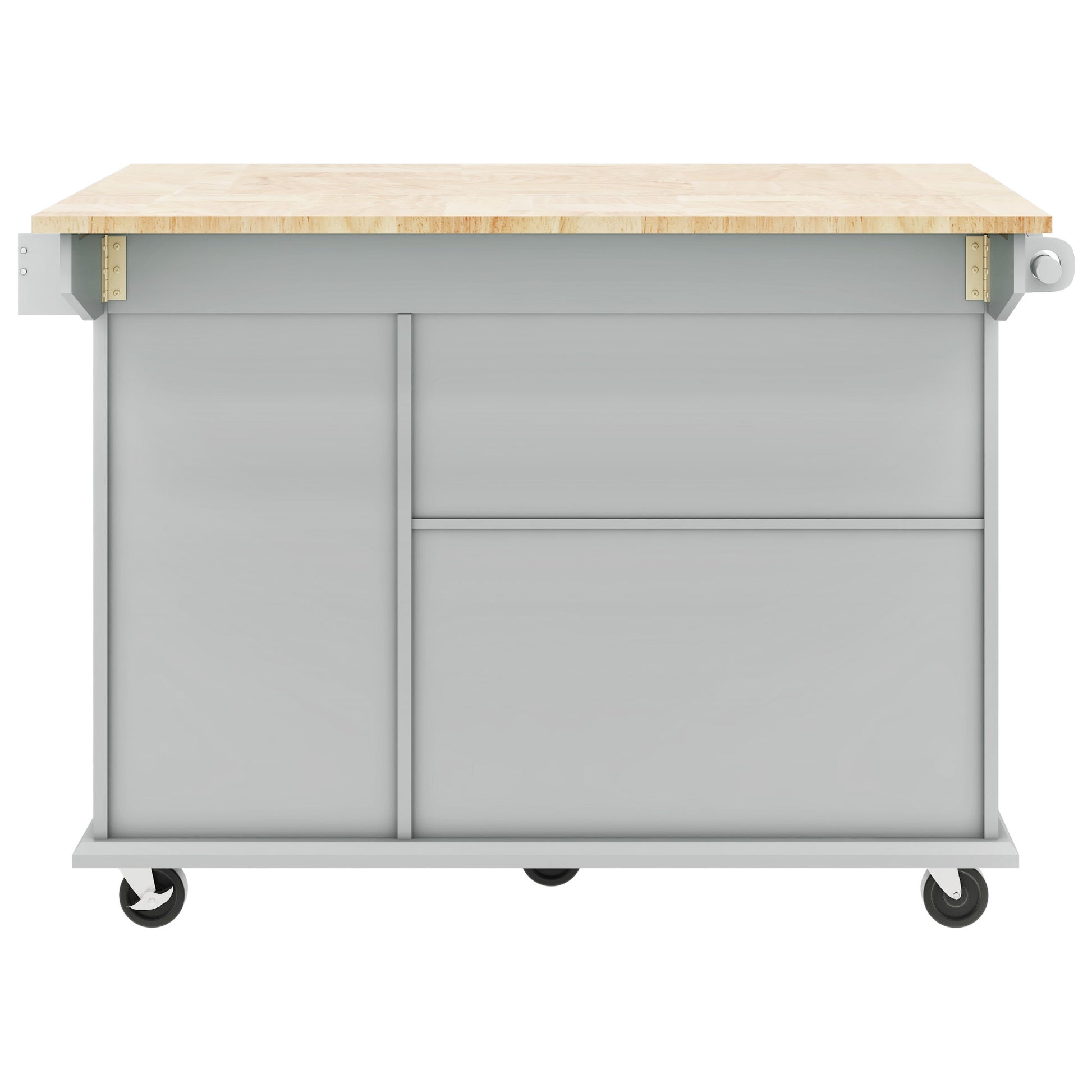 Kitchen Island with Drop Leaf, 53.9" Width Rolling