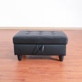 Rectangular Upholstered Ottoman With Storage And black-foam-faux leather