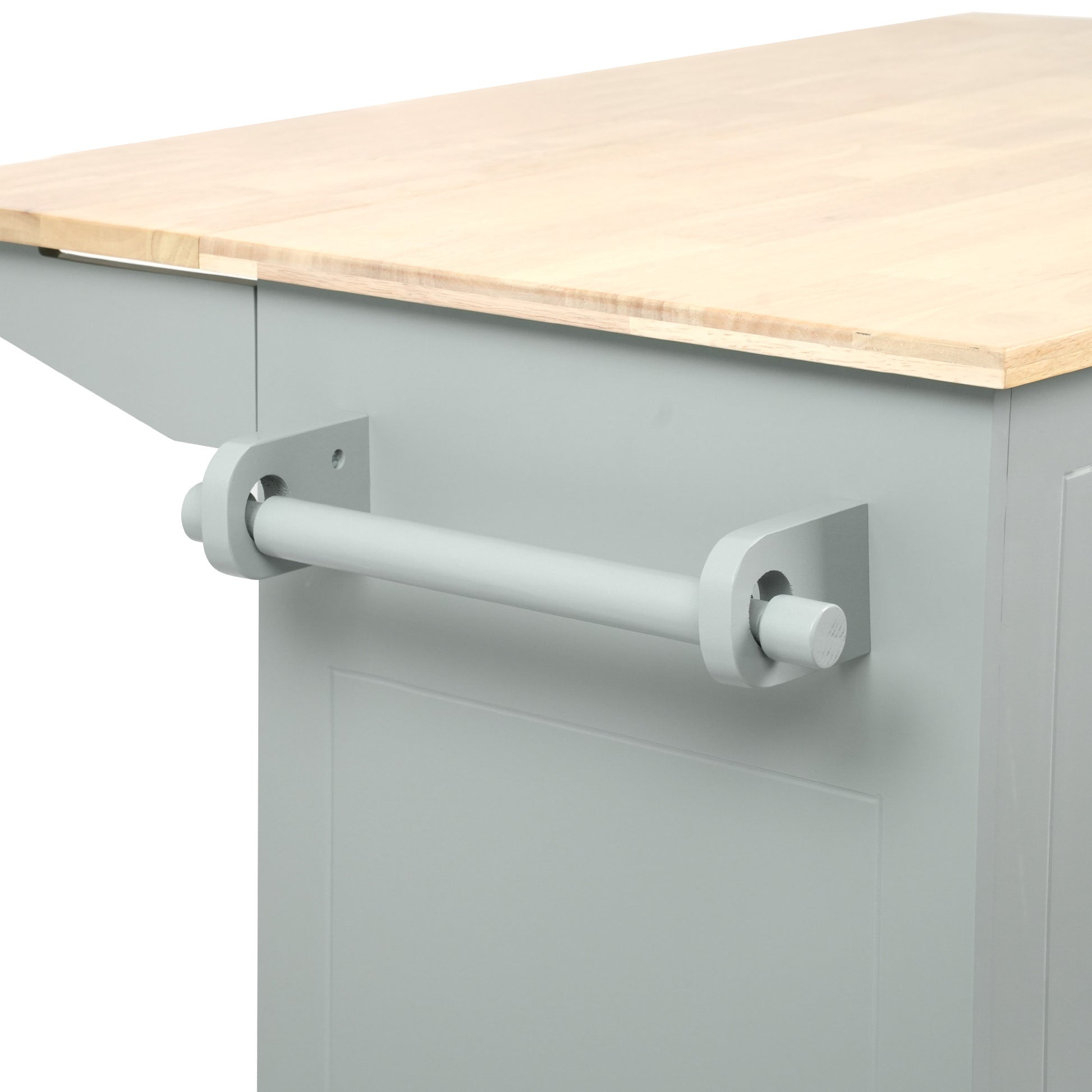 Kitchen Island with Drop Leaf, 53.9" Width Rolling