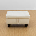 Rectangular Upholstered Ottoman With Storage And white-foam-faux leather