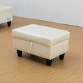 Rectangular Upholstered Ottoman With Storage And white-foam-faux leather