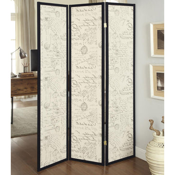 Beige and Espresso 3 panel Folding Screen