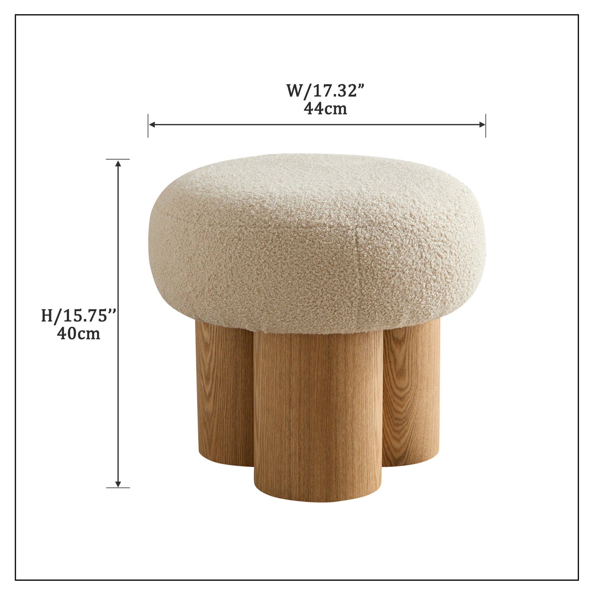 W8017 1 Mushroom Stool, Grieg Plush Cushion,