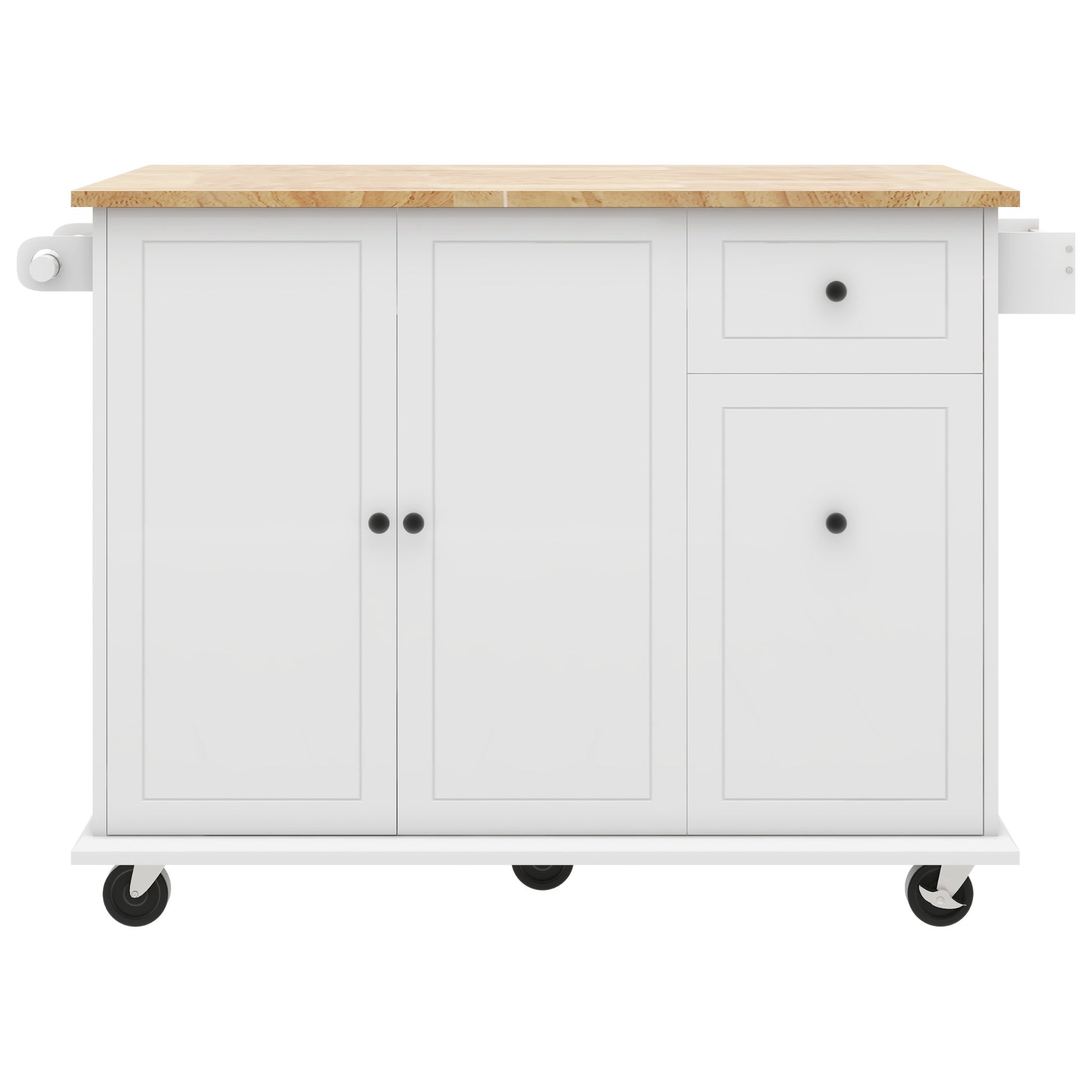 Kitchen Island with Drop Leaf, 53.9" Width Rolling