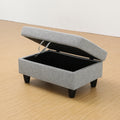 Rectangular Upholstered Ottoman With Storage And gray-foam-linen