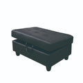 Rectangular Upholstered Ottoman With Storage And black-foam-faux leather