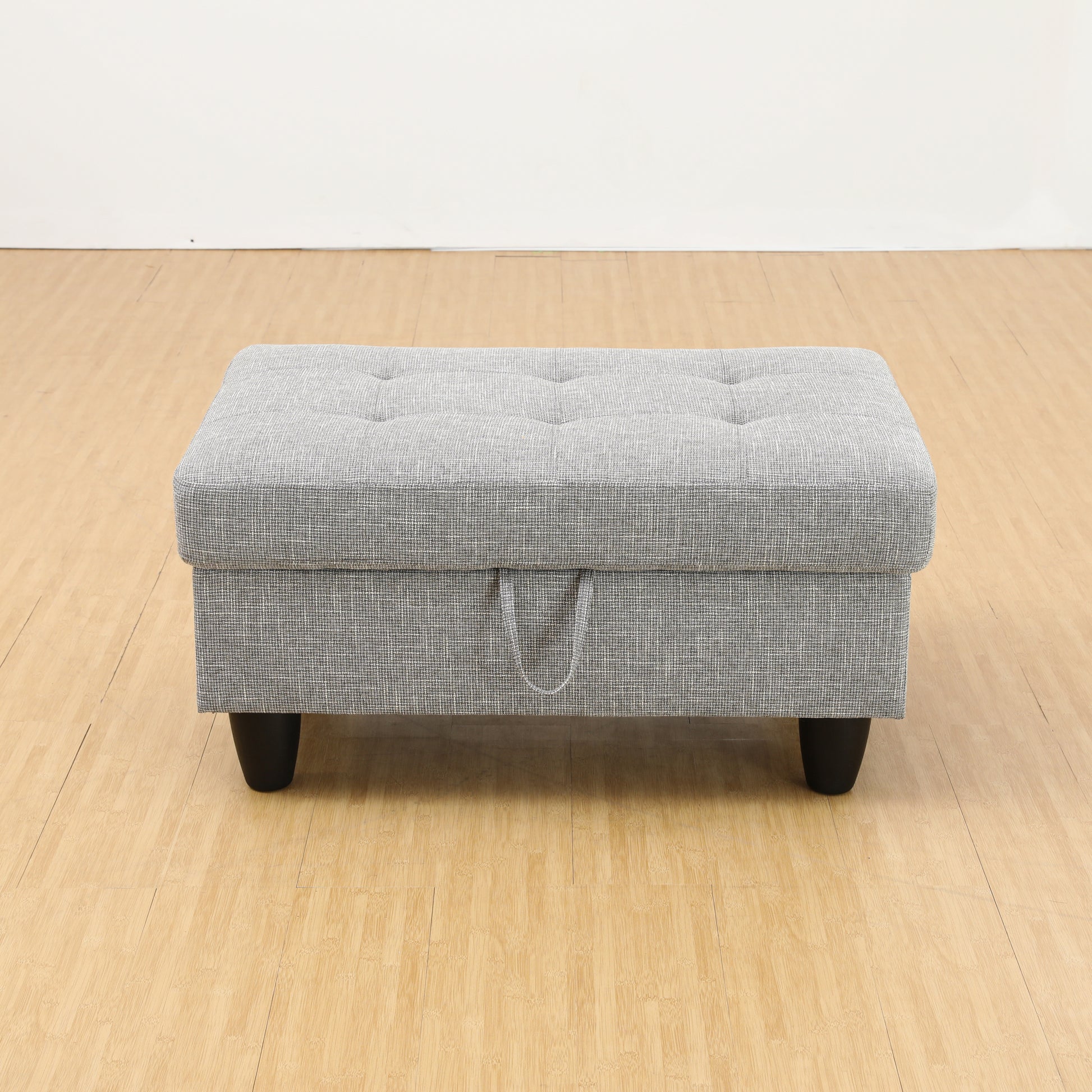 Rectangular Upholstered Ottoman With Storage And gray-foam-linen