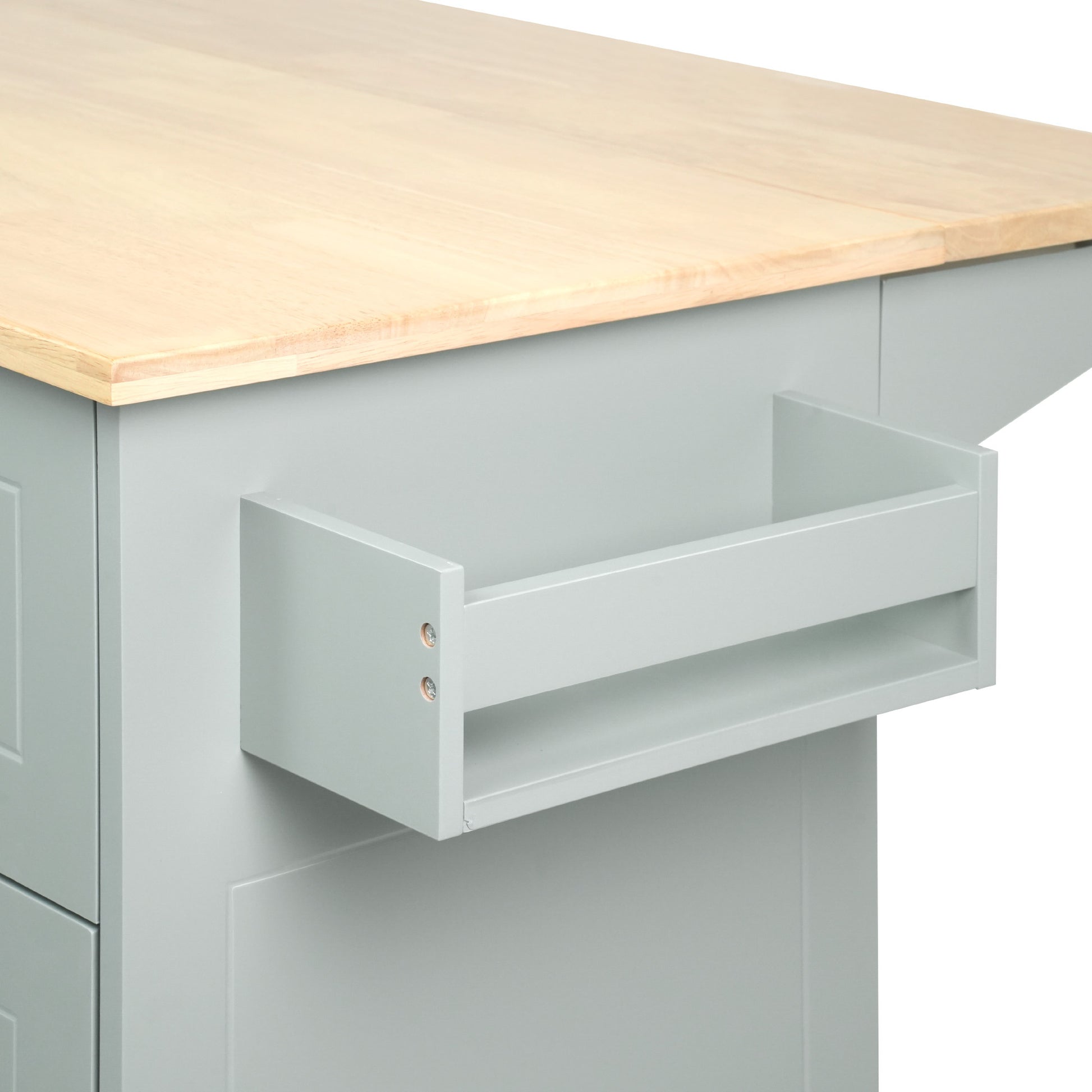 Kitchen Island with Drop Leaf, 53.9" Width Rolling