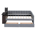 Twin Size Upholstered Daybed with Storage Armrest and gray-upholstered