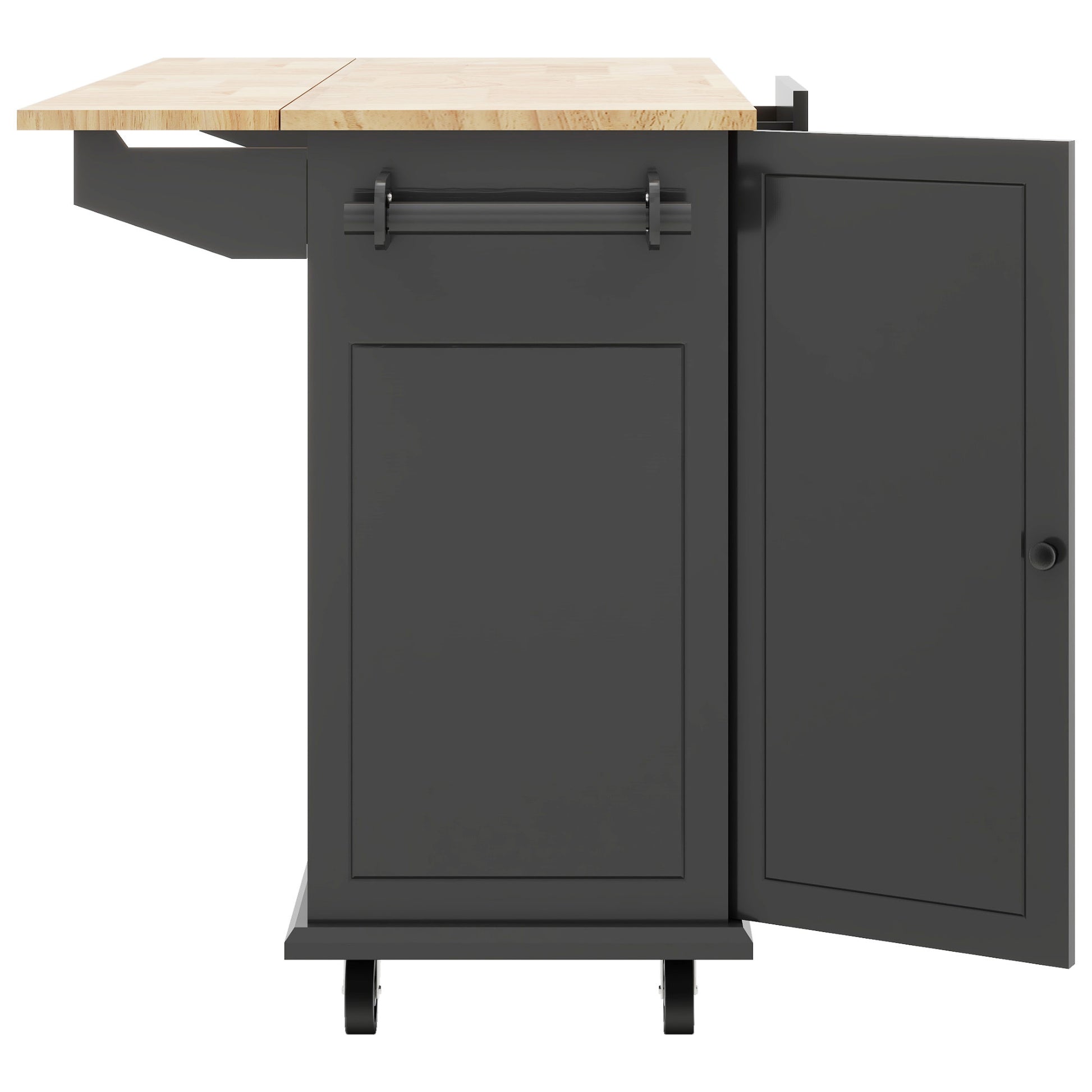 Kitchen Island with Drop Leaf, 53.9" Width Rolling