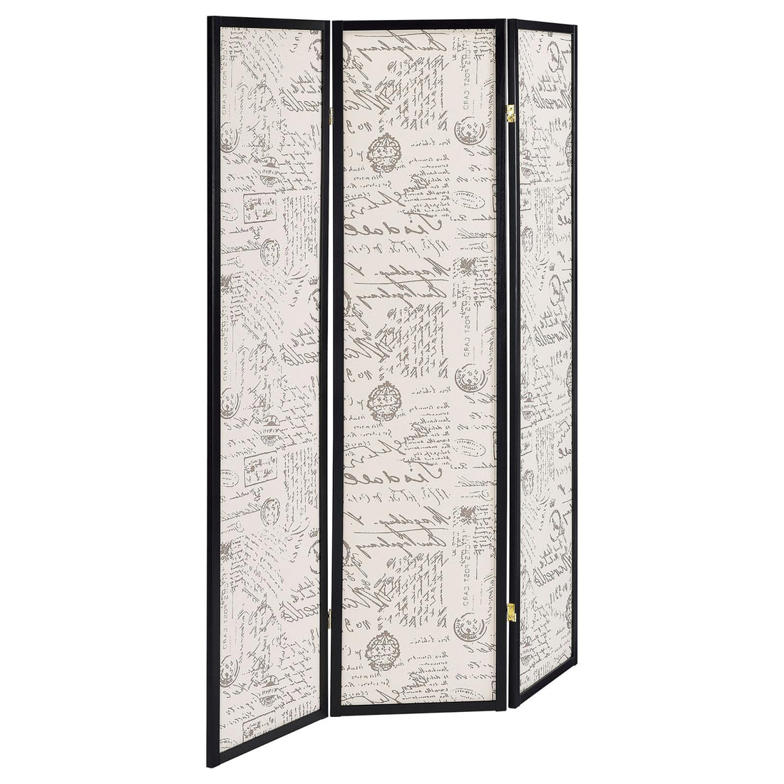 Beige and Espresso 3 panel Folding Screen