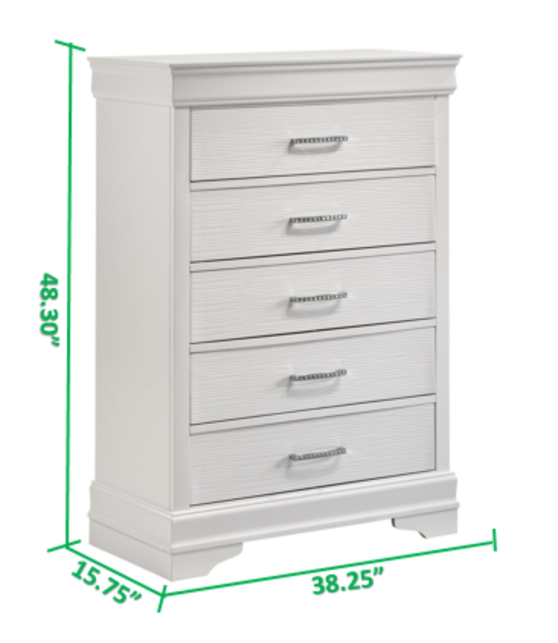 Modern Brooklyn 5 Drawers Chest made with Wood in white-bedroom-modern-acacia-upholstered-wood